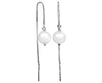 JwL Jewellery Strieborné retiazkové náušnice s bielou perlou JL0204