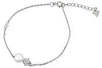 JwL Luxury Pearls Strieborný náramok s pravou perlou a kryštálom JL0315