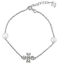 JwL Luxury Pearls Strieborný náramok s pravými perlami a kryštály JL0314