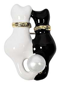 JwL Luxury Pearls Fashion brošňa mačičky s pravou perlou 2v1 JL0512