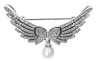 JwL Luxury Pearls Luxusné brošňa anjelské krídla s pravou perlou a kryštály JL0528