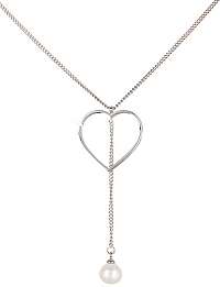 JwL Luxury Pearls Oceľový náhrdelník so srdiečkom a pravou perlou JL0470CH