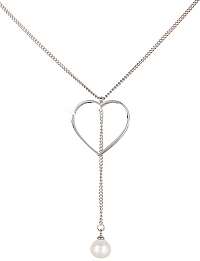 JwL Luxury Pearls Oceľový náhrdelník so srdiečkom a pravou perlou JL0470CH