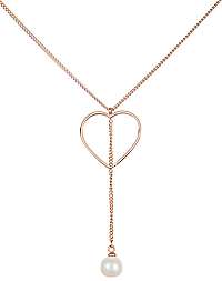 JwL Luxury Pearls Oceľový náhrdelník so srdiečkom a pravou perlou JL0472CH