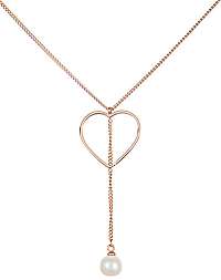 JwL Luxury Pearls Oceľový náhrdelník so srdiečkom a pravou perlou JL0472CH