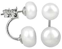 JwL Luxury Pearls Originálne náušnice s pravými bielymi perlami 2v1 JL0287
