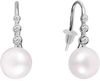 JwL Luxury Pearls Slušivé náušnice s pravou perlou a zirkónmi JL0588
