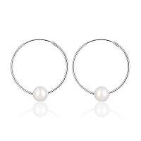 JwL Luxury Pearls Strieborné náušnice kruhy s pravými bielymi perlami JL0633