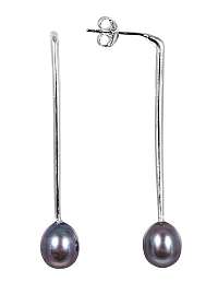 JwL Luxury Pearls Strieborné náušnice s pravou modrou perlou JL0550