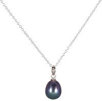 JwL Luxury Pearls Strieborný náhrdelník s modrou perlou JL0438 (retiazka, prívesok) cm