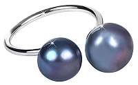 JwL Luxury Pearls Strieborný prsteň s kovovo modrými perlami JL0504