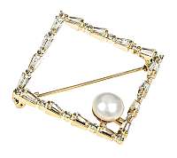 JwL Luxury Pearls Trblietavá pozlátená brošňa s pravou perlou JL0520