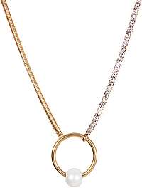 JwL Luxury Pearls Trblietavý pozlátený náhrdelník s pravou perlou JL0473CH