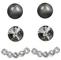 Levien Náušnice Set Ear Cuff 4 v 1 Silver CSN-Dark Grey