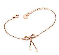 Liu.Jo Ružovo pozlátený oceľový náramok s mašličkou LJ1291