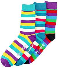 Meatfly 3 PACK - pánske ponožky Dark Small Stripe socks S19 Multi pack-42