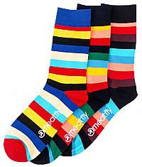 Meatfly 3 PACK - ponožky Regular Stripe socks S19 Multi pack-42
