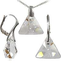 MHM Súprava šperkov Triangle Crystal Ag197 (náušnice, retiazka, prívesok)