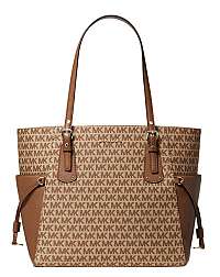 Michael Kors Dámska kabelka Voyager Small Logo Jacquard Tote Bag Brown