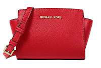 Michael Kors Elegant nej kabelka Selma Mini Saffiano Leather Crossbody Bright Red