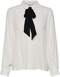 ONLY Dámska blúzka ONLJOYCE L / S BOW SHIRT WVN Cloud Dancer