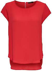 ONLY Dámska blúzka ONLVIC S / S SOLID TOP Noosa WVN High Risk Red