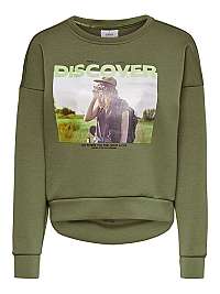 ONLY Dámska mikina ONLZIGGY L / S O-NECK BOX SWT Martini Olive DISCOVER S