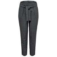 ONLY Dámske nohavice ONLNICOLE CHECK PAPERBAG PANTS WVN Dark Grey Melange