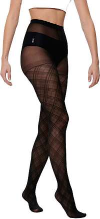ONLY Dámske pančuchové nohavice ONLDAWN CHECK Tights Black S/M