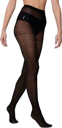 ONLY Dámske pančuchové nohavice ONLGLORIA SMALL CHECK Tights Black L/XL