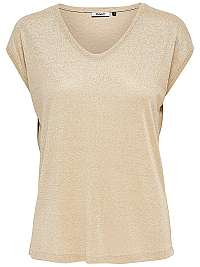 ONLY Dámske tričko ONLSILVERY S/S V NECK LUREX TOP JRS NOOS Gold Colour L