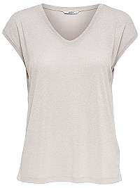 ONLY Dámske tričko Silvery S/S V Neck Lurex Top Jrs Noos Sepia Rose M