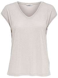 ONLY Dámske tričko Silvery S/S V Neck Lurex Top Jrs Noos Sepia Rose XS