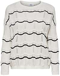 ONLY Dámsky sveter Cactus L/S Stripe Pullover Knt Cloud Dancer Black Stripe W. S