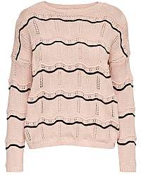 ONLY Dámsky sveter Cactus L/S Stripe Pullover Knt Rose Smoke Black Stripe W. M