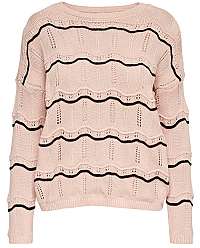 ONLY Dámsky sveter Cactus L/S Stripe Pullover Knt Rose Smoke Black Stripe W. S