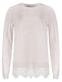 ONLY Dámsky sveter Cilla L/S Lace Mix Pullover Knit Pumice Stone W Cloud Dancer XS