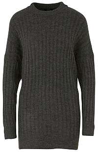 ONLY Dámsky sveter ONLNEW MIRAMAR L / S OVERSIZE Pullover KNT Dark Grey Melange M