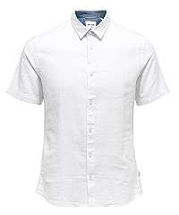 ONLY&SONS Pánska košeľa Caiden SS Linen Shirt Re White M