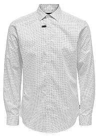ONLY&SONS Pánska košeľa ONSALVES LS 2-PLY EASY IRON AOP SHIRT White XL