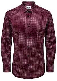 ONLY&SONS Pánska košeľa ONSALVES LS DITSY 2-PLY EASY IRON NOOS Zinfandel S