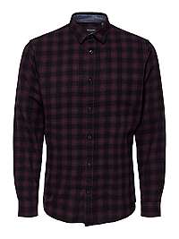 ONLY&SONS Pánska košeľa ONSEMIL LS FLANNEL CHECK SHIRT Wine tasting L