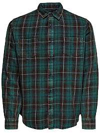 ONLY&SONS Pánska košeľa ONSOLSEN LS YD ACID WASH CHECK REG SHIRT Forest Night S