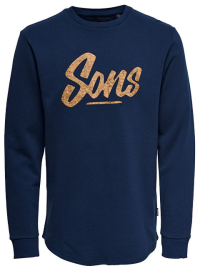 ONLY&SONS Pánska mikina Matt Longy Curved Sweat Dress Blues S