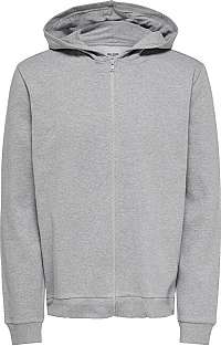 ONLY&SONS Pánska mikina ONSORGANIC REG ZIP HOODIE SWEAT Medium Grey Melange XS