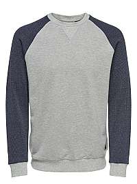 ONLY&SONS Pánska mikina Raglan Structure Sweat Light Grey S