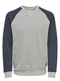 ONLY&SONS Pánska mikina Raglan Structure Sweat Light Grey XL