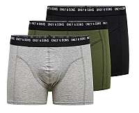 ONLY&SONS Pánske boxerky Nolen Trunk 3 Pack Box Noosa Black-Olive Night-MGM L