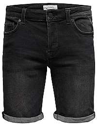 ONLY&SONS Pánske kraťasy Ply Ld Black Washed Pk43 Black Denim