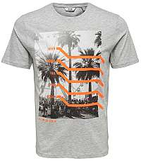 ONLY&SONS Pánske tričko Petal Ss Fitted Tee Camp Light Grey Melange M